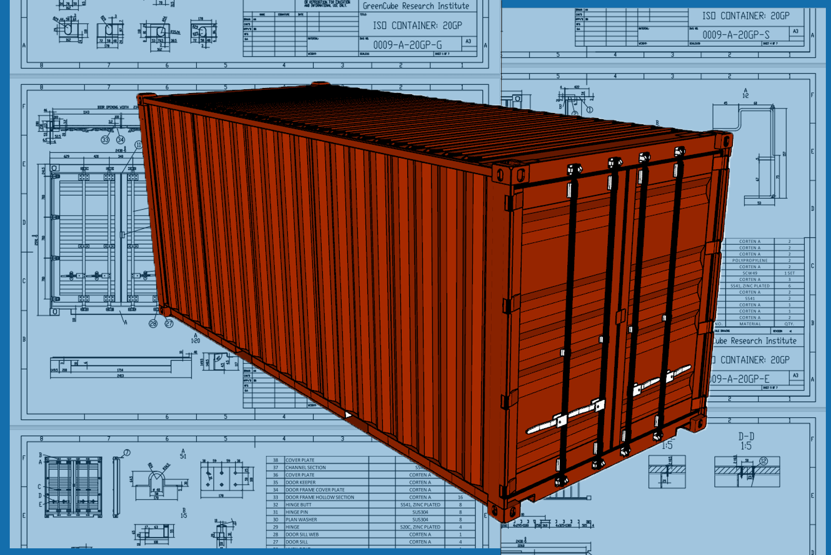 Shipping container drawings CAD