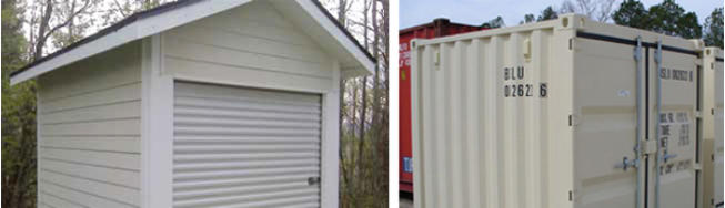 Durable and economical sheds from used shipping containers.