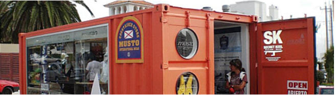 Famous BizPod store made of recycled ISBU module type ISO container.